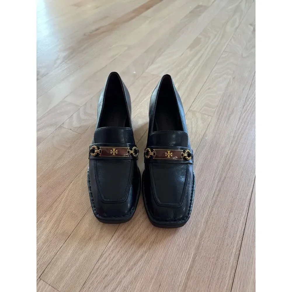 NIB Tory Burch Perrine Heel Loafers, Perfect Black, 7.5